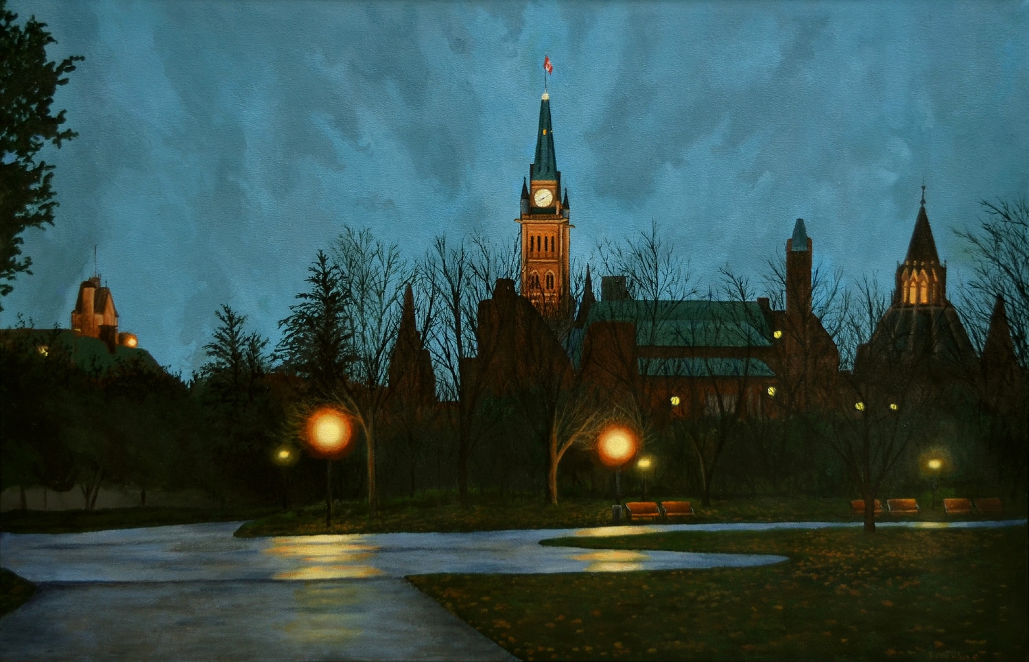 STEVE WILSON The Maple Leaf Forever (Parliament Hill), 2017, Acrylic on canvas, 26 x 40 inches, 66 x 102 cm
